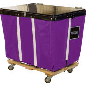 PVC Hinged Top Basket Truck, 6 Bu, Purple Vinyl, Wood Base, All Swivel