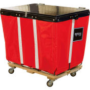 PVC Hinged Top Basket Truck, 6 Bu, Red Vinyl, Wood Base, All Swivel