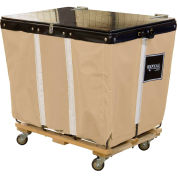 PVC Hinged Top Basket Truck, 6 Bu, Tan Vinyl, Wood Base, All Swivel