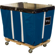 PVC Hinged Top Basket Truck, 6 Bu, Navy Blue Vinyl, Wood Base, All Swivel