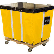 PVC Hinged Top Basket Truck, 6 Bu, Yellow Vinyl, Wood Base, All Swivel