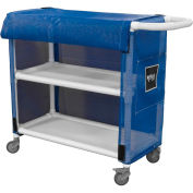 PVC Linen Cart, 32" - 2 Shelf, Blue Mesh Cover, 2 Sw/2 Sw Lock