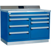 Rousseau Metal Workbench w/ Multi Drawer Tool Box , 48"W x 30"D x 40"H, Blue