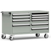 Rousseau 8 Drawer Heavy-Duty Double Mobile Modular Drawer Cabinet - 48"Wx27"Dx37-1/2"H Light Gray