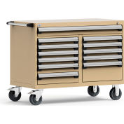 Rousseau Metal 12 Drawer Mobile Multi-Drawer Cabinet - 48"Wx27"Dx37-1/2"H Beige