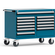 Rousseau Metal 12 Drawer Mobile Multi-Drawer Cabinet - 48"Wx27"Dx37-1/2"H Everest Blue