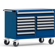 Rousseau Metal 12 Drawer Mobile Multi-Drawer Cabinet - 48"Wx27"Dx37-1/2"H Avalanche Blue