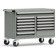 Rousseau Metal 12 Drawer Mobile Multi-Drawer Cabinet - 48"Wx27"Dx37-1/2"H Light Gray