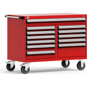Rousseau Metal 12 Drawer Mobile Multi-Drawer Cabinet - 48"Wx27"Dx37-1/2"H Red