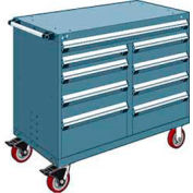 Rousseau Metal 9 Drawer Mobile Multi-Drawer Cabinet - 48"Wx27"Dx41-1/2"H Everest Blue