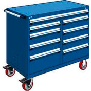 Rousseau Metal 9 Drawer Mobile Multi-Drawer Cabinet - 48"Wx27"Dx41-1/2"H Avalanche Blue