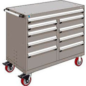 Rousseau Metal 9 Drawer Mobile Multi-Drawer Cabinet - 48"Wx27"Dx41-1/2"H Light Gray