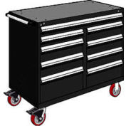 Rousseau Metal 9 Drawer Mobile Multi-Drawer Cabinet - 48"Wx27"Dx41-1/2"H Black