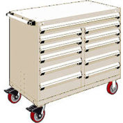 Rousseau Metal 11 Drawer Mobile Multi-Drawer Cabinet - 48"Wx27"Dx41-1/2"H Beige