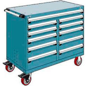 Rousseau Metal 11 Drawer Mobile Multi-Drawer Cabinet - 48"Wx27"Dx41-1/2"H Everest Blue