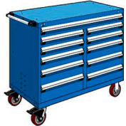Rousseau Metal 11 Drawer Mobile Multi-Drawer Cabinet - 48"Wx27"Dx41-1/2"H Avalanche Blue