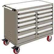Rousseau Metal 11 Drawer Mobile Multi-Drawer Cabinet - 48"Wx27"Dx41-1/2"H Light Gray