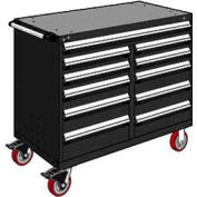 Rousseau Metal 11 Drawer Mobile Multi-Drawer Cabinet - 48"Wx27"Dx41-1/2"H Black