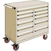 Rousseau Metal 11 Drawer Mobile Multi-Drawer Cabinet - 48"Wx27"Dx45-1/2"H Beige