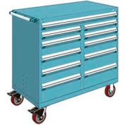 Rousseau Metal 11 Drawer Mobile Multi-Drawer Cabinet - 48"Wx27"Dx45-1/2"H Everest Blue