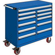 Rousseau Metal 11 Drawer Mobile Multi-Drawer Cabinet - 48"Wx27"Dx45-1/2"H Avalanche Blue