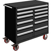 Rousseau Metal 11 Drawer Mobile Multi-Drawer Cabinet - 48"Wx27"Dx45-1/2"H Black