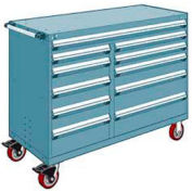 Rousseau Metal 11 Drawer Mobile Multi-Drawer Cabinet - 60"Wx27"Dx45-1/2"H Everest Blue