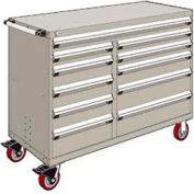 Rousseau Metal 11 Drawer Mobile Multi-Drawer Cabinet - 60"Wx27"Dx45-1/2"H Light Gray