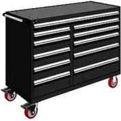 Rousseau Metal 11 Drawer Mobile Multi-Drawer Cabinet - 60"Wx27"Dx45-1/2"H Black