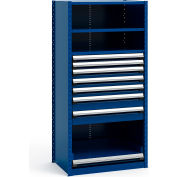 Steel Shelving 36"Wx24"Dx75"H Closed 4 Shelf 7 Drawer Avalanche Blue