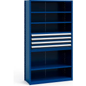 Steel Shelving 48"Wx18"Dx87"H Closed 6 Shelf 4 Drawer Avalanche Blue