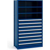 Steel Shelving 48"Wx24"Dx87"H Closed 5 Shelf 8 Drawer Avalanche Blue
