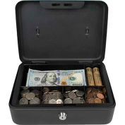 Royal Sovereign Full-Size Cash Box RSCB-200, 6-Compartment, Tray, 9-13/16&quot;Wx7-3/8&quot;D x 3-7/8&quot;H Black