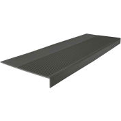 Rubber Light Duty Ribbed Stair Tread Square Nose 12.25" x 72" Black Brown