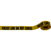 "Police Line Do Not Cross" Barricade Tape, Polyethylene, Yellow Tape/Black Print, 3" x 1000'