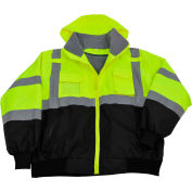 Petra Roc Waterproof Bomber Jacket W/Removable Fleece Liner, ANSI Class 3, Lime/Black, 2XL