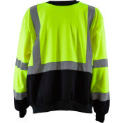 Petra Roc HiVis Crew Neck Sweatshirt, ANSI Class 3, Polar Fleece, Lime/Black, L
