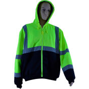 Petra Roc Thermal Lined Zip-Up Hoodie, ANSI Class 3, 2 Slash Pockets, Polar Fleece, Lime/Black, 2XL
