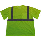 Petra Roc Short Sleeve T-Shirt, ANSI Class 2, Polyester Birdseye Mesh, Lime, 2XL