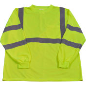 Petra Roc Long Sleeve T-Shirt, ANSI Class 3, Polyester Birdseye Mesh, Lime, L