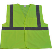 Petra Roc Economy Safety Vest, ANSI Class 2, Touch Fastener Closure, Polyester Solid, Lime, 2XL/3XL