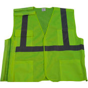 Petra Roc 5-Point Breakaway Safety Vest, ANSI Class 2, Polyester Mesh, Lime, S/M