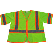 Petra Roc Two Tone DOT Vest, ANSI Class 3, Zipper Closure, Polyester Mesh, Lime/Orange, 2XL/3XL