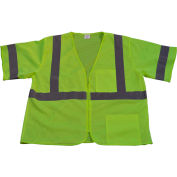 Petra Roc Safety Vest, ANSI Class 3, Zipper Closure, 2 Pockets, Polyester Mesh, Lime, S/M