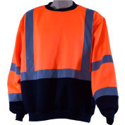 Petra Roc Crew Neck Sweater, ANSI Class 3, Polar Fleece, Orange/Black, 3XL
