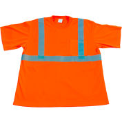 Petra Roc Short Sleeve T-Shirt, ANSI Class 2, Polyester Birdseye Mesh, Orange, L