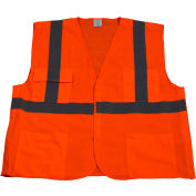 Petra Roc 5-Point Breakaway Safety Vest, ANSI Class 2, Polyester Mesh, Orange, 2XL/3XL