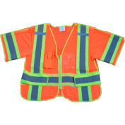 Petra Roc 5-Point Breakaway Public Safety Shirt, ANSI Class 3, Polyester Mesh, Orange/Lime, 2XL-5XL