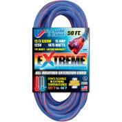 U.S. Wire 99050 50 Ft. Three Conductor Artic/Tropic Cord, 12/3 Ga. SJEOW-A, 15A, Blue w/Red Stripe