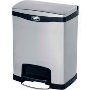 Rubbermaid® Slim Jim® Stainless Steel Step On Container, Front Step- 8 Gal, Black- 1901985